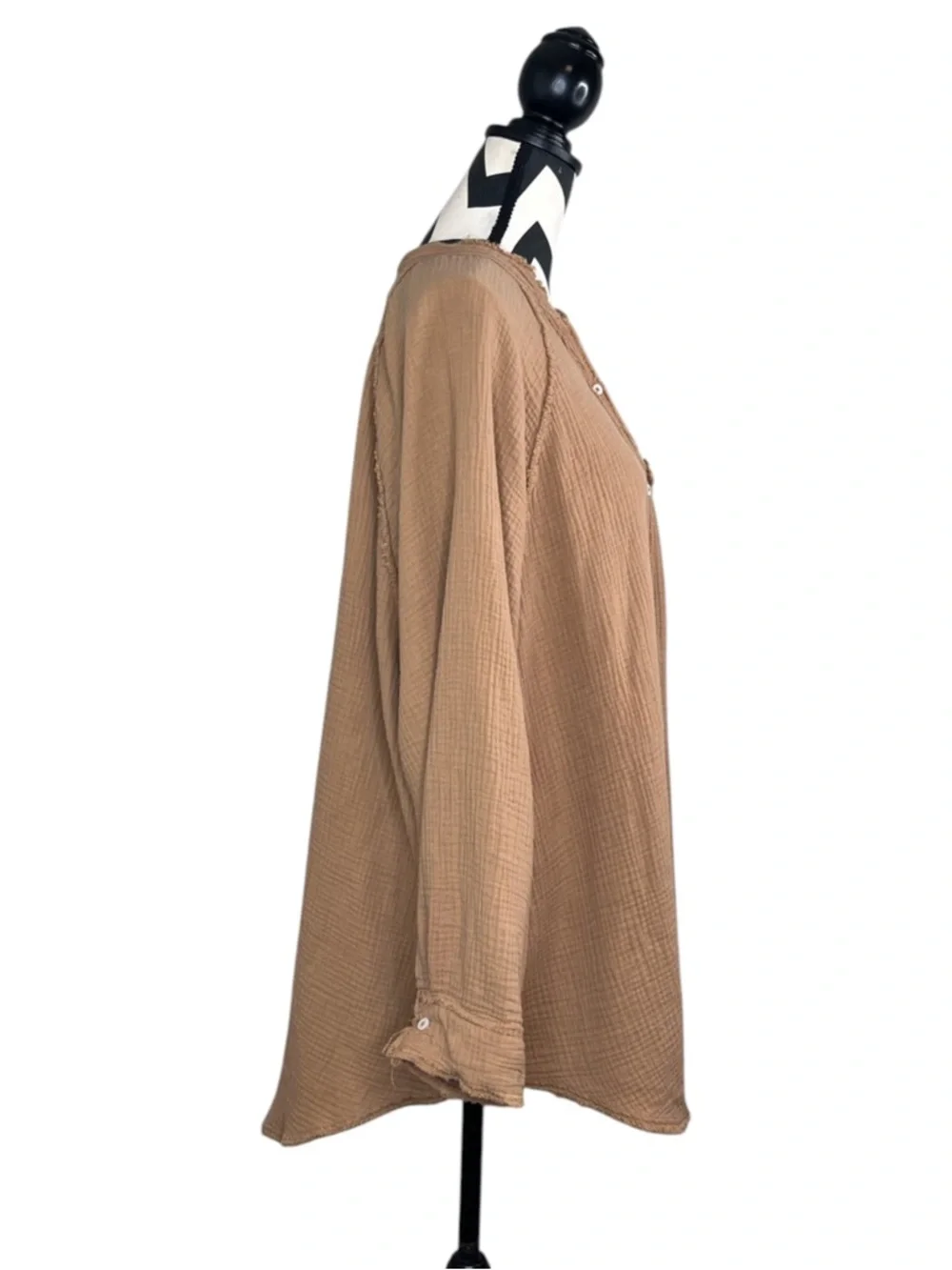 Aerie Pool to Party Cotton Gauzy Sz L Neutral Beachy Coverup Button Front Shirt - Picture 4 of 16